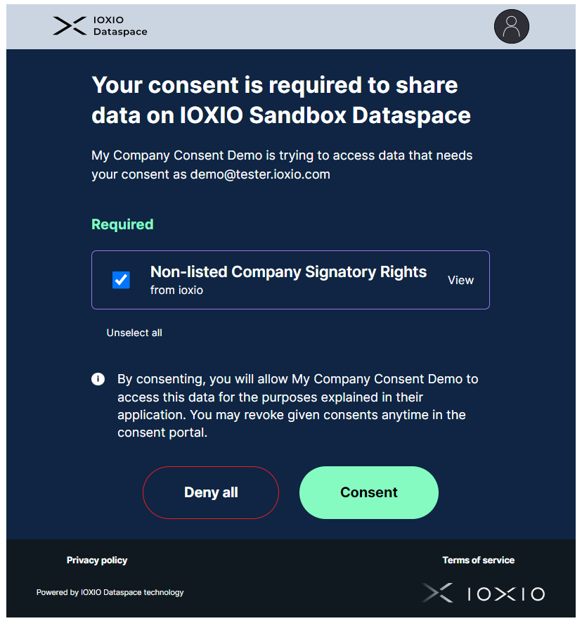 Consent portal page