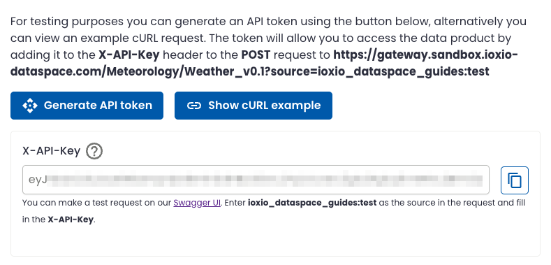 Instructions on making request on the Access control keys page