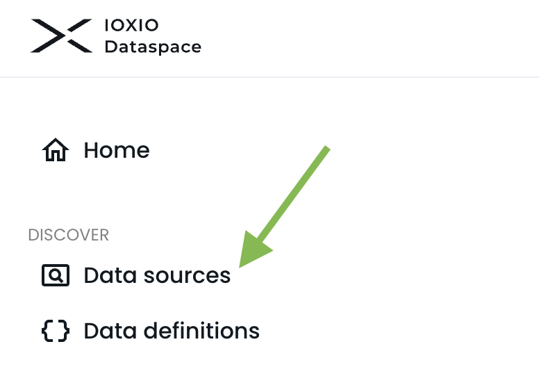 Menu with arrow pointing at the Data sources section